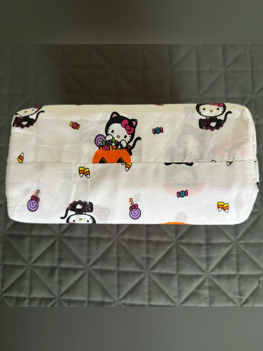 Hello Kitty Halloween Queen Sheet Set Black Orange Ghost Pumpkin NWT